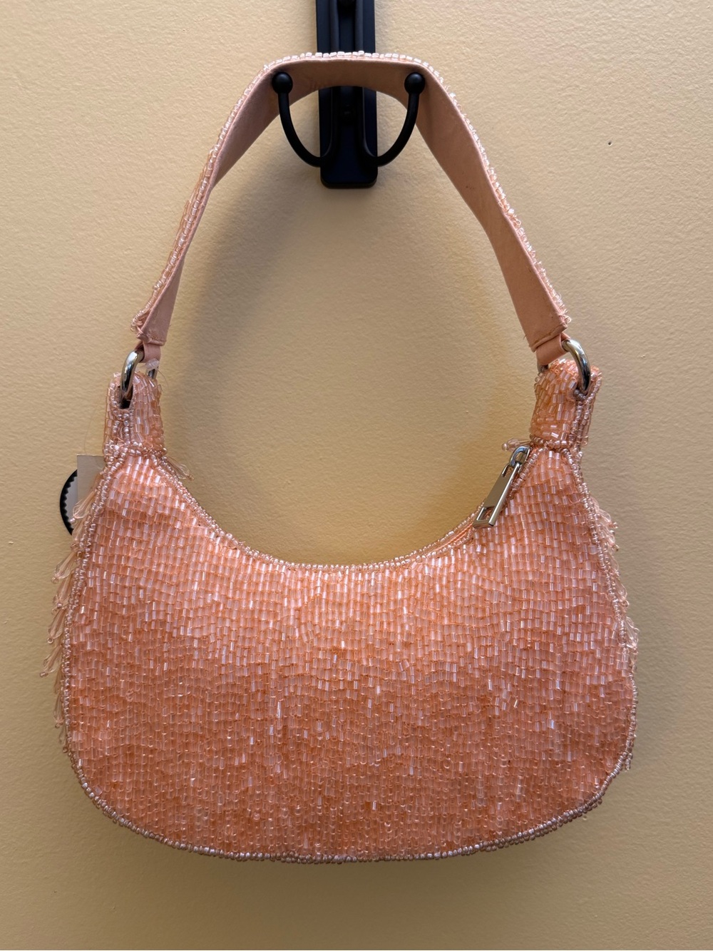 Studio 12 Handcrafted in India Pink Peach Beaded Shoulder Bag. NWT - Picture 2 of 8